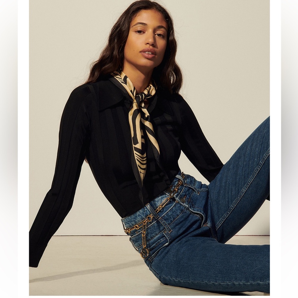 SANDRO Aurel Ribbed Collared Cardigan